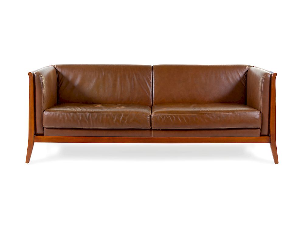 Appraisal: A Contemporary Leather Upholstered Sofa MAURIC A Contemporary Leather Upholstered