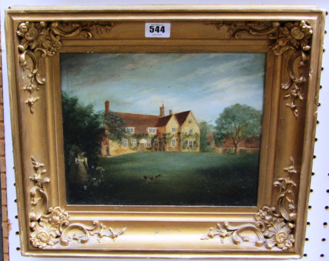 Appraisal: English School th century View of a country House oil