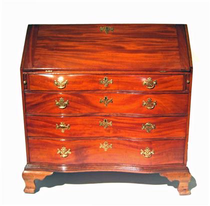 Appraisal: Chippendale mahogany oxbow slant top deskmassachusetts late th century