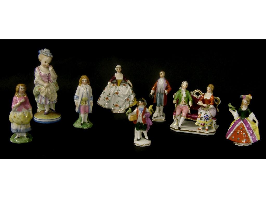 Appraisal: Eight various miniature porcelain figures