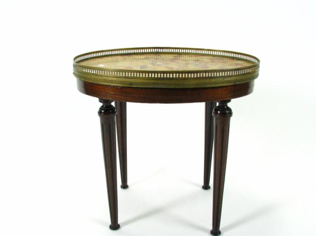 Appraisal: French Period Style Marble Top Side Table with peanut butter