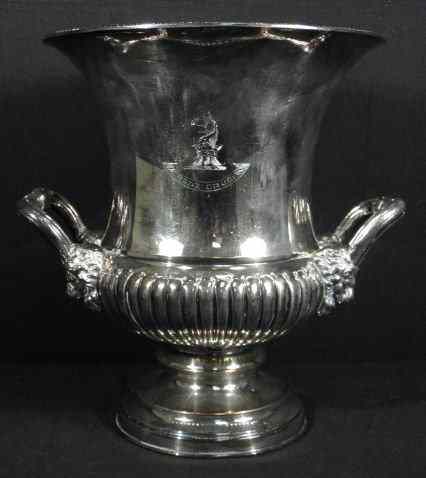 Appraisal: English silver plated champagne cooler with original insert Engraved on