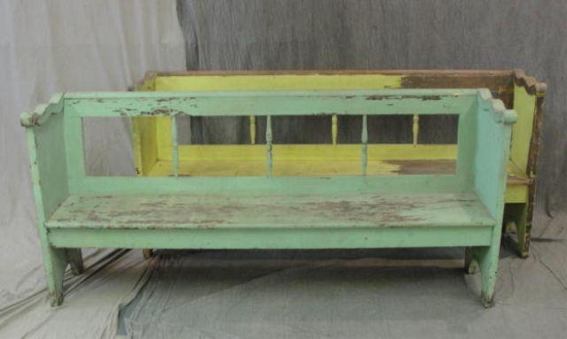 Appraisal: Pair of Antique Country Benches With original paint From a