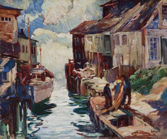 Appraisal: ENNIS GEORGE PEARSE American - At the Docks oil on