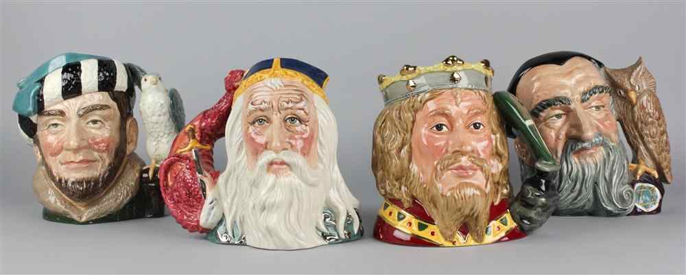 Appraisal: ROYAL DOULTON KING ARTHUR AND MERLIN CHARACTER JUGS including Merlins