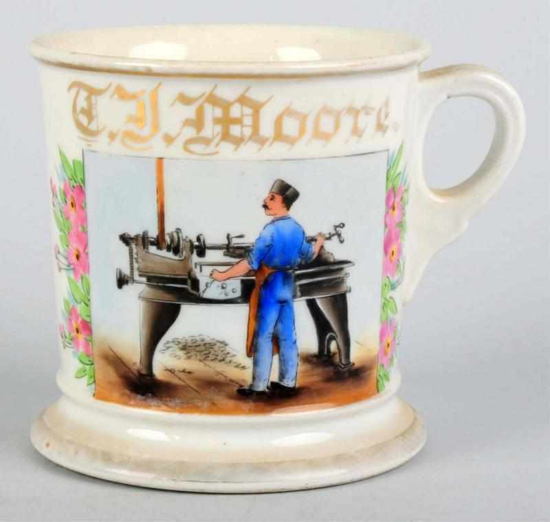 Appraisal: Machinist Shaving Mug Gilt name C J Moore Nice image