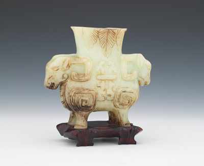 Appraisal: Double-Headed Ram Nephrite Figurine Double-headed ram figurine Nicely carved and