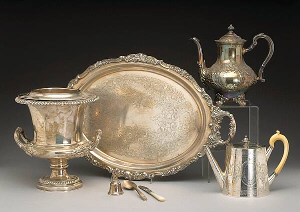 Appraisal: A group of plated table articles and flatware Comprising continental