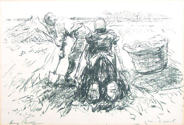 Appraisal: Harry Becker - Potato Pickers Low Countries pencil signed lithograph