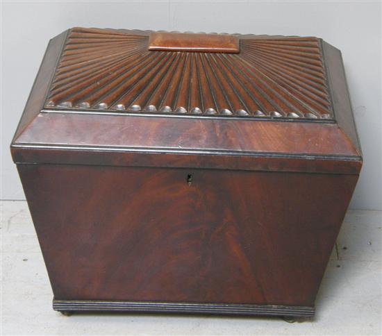 Appraisal: th century mahogany wine cooler with carved reeded top gilt