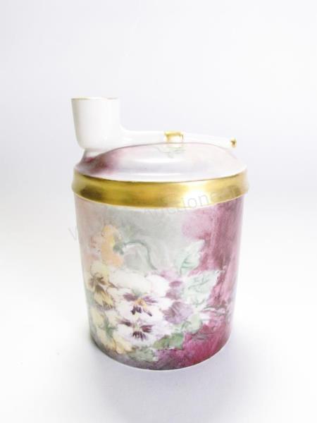 Appraisal: Willets Belleek Humidor purple with yellow and green floral decoration