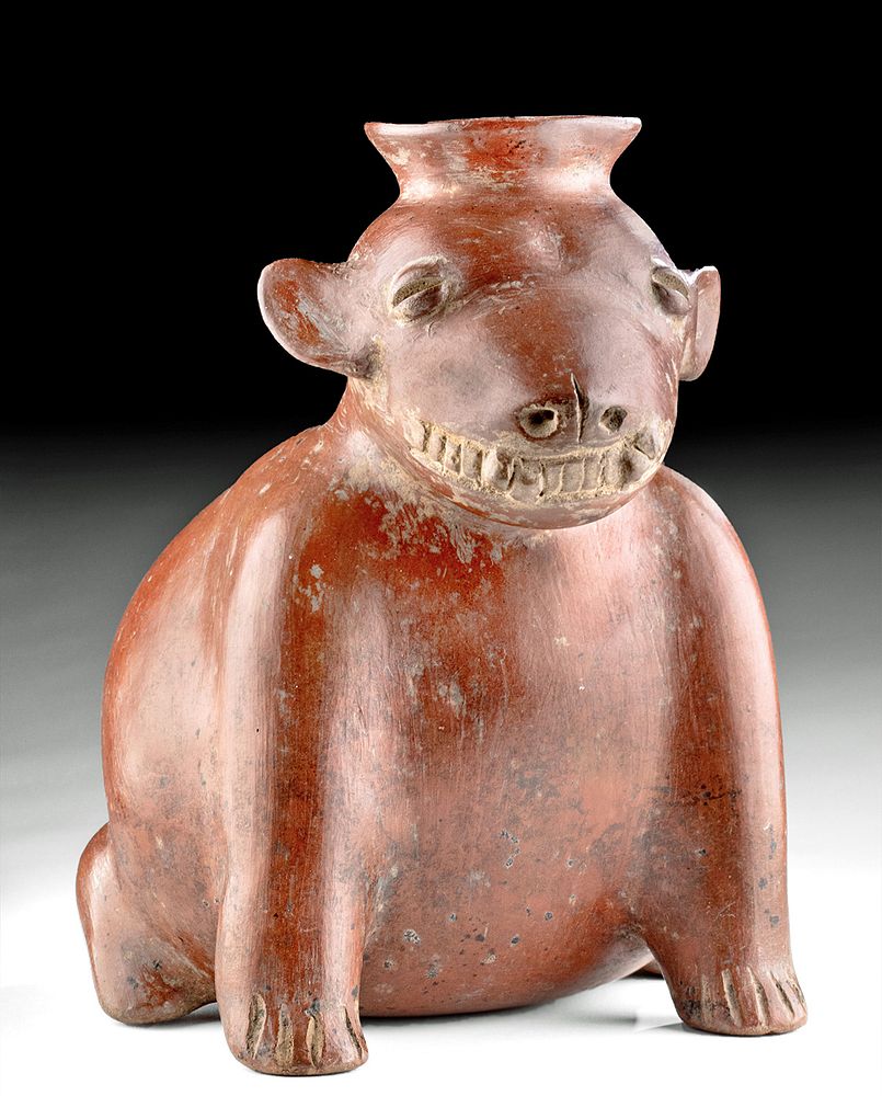 Appraisal: Colima Redware Dog Effigy Vessel Toothy Grin Pre-Columbian West Mexico