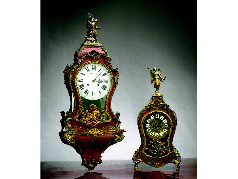 Appraisal: FRENCH LOUIS XV GILT BRONZE MOUNTED BRACKET CLOCK Red painted