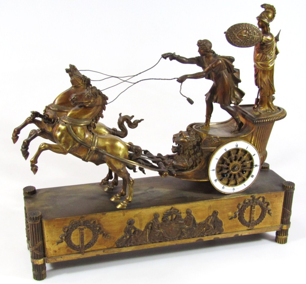 Appraisal: An early thC Parisian Empire ormolu mounted mantel clock in