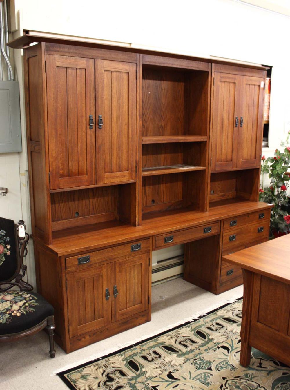 Appraisal: AMERICAN MISSION STYLE OAK OFFICE WALL UNIT Kimball Furniture Co