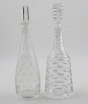 Appraisal: An English cut glass decanter and stopper slender form decorated