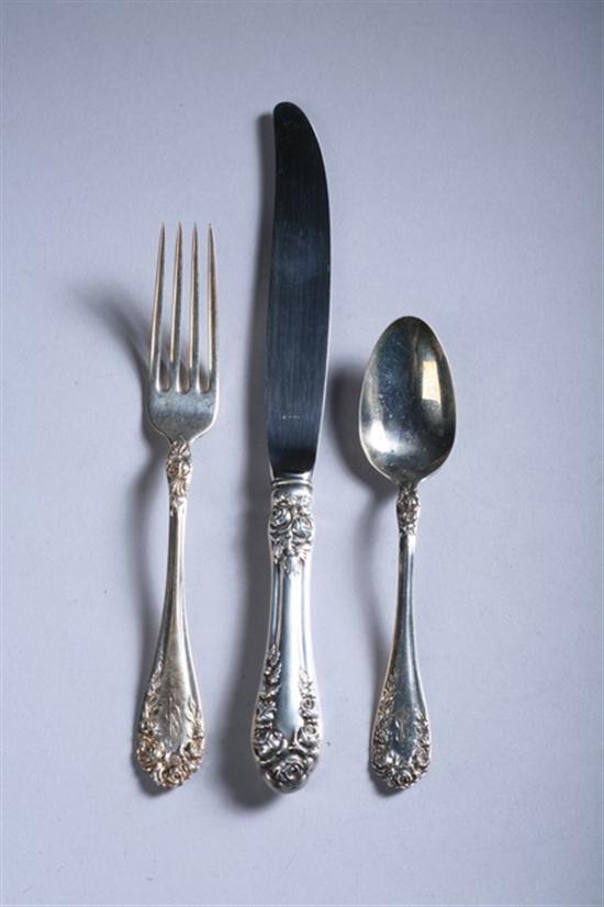 Appraisal: PIECES WALLACE STERLING SILVER FLATWARE 'Rose' pattern Three dinner knives