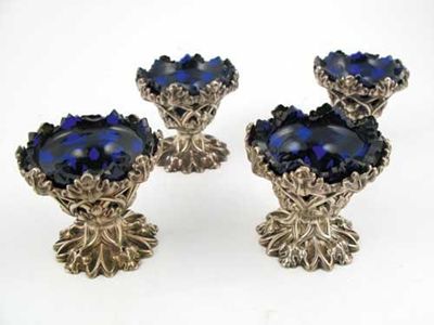 Appraisal: A set of four early Victorian gothic salts by H