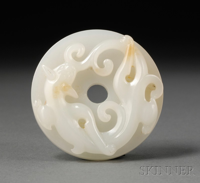 Appraisal: Ritual Jade th century pale green jade with russet markings