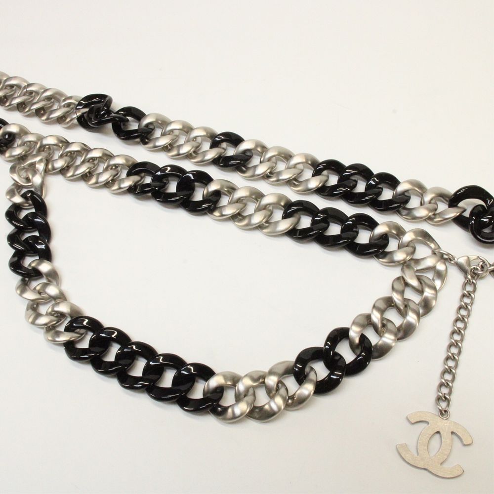 Appraisal: Chanel Black and Silver Chain Belt Chanel Spring collection chain