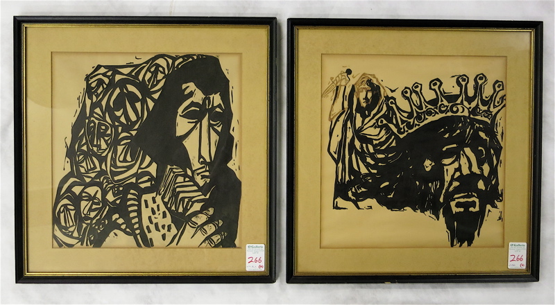 Appraisal: PAIR OF ORIGINAL INK ON PAPER ILLUSTRATIONS depicting Shakespeare's Richard