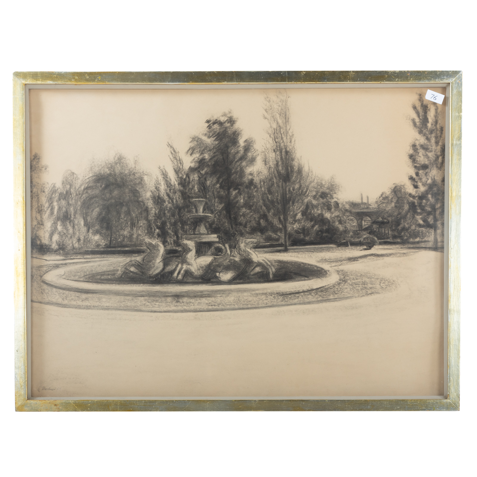 Appraisal: ROSWELL T WEIDNER ITALIAN FOUNTAIN PASTEL American - Pastel on