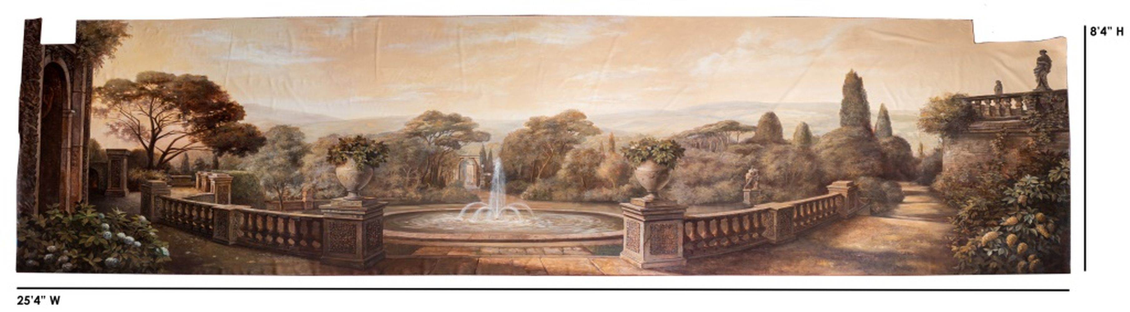 Appraisal: LARGE NEOCLASSICAL LANDSCAPE MURAL ON CANVAS Large Neoclassical hand painted