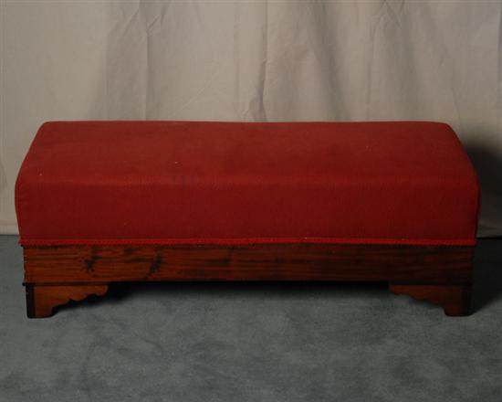 Appraisal: th C Mahogany Ottoman red fabric mahogany veneered frieze four