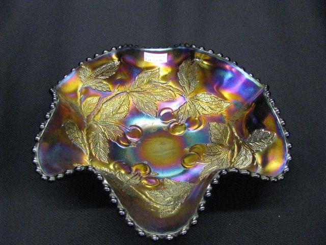 Appraisal: Carnival Glass Bowl cherry decor amethyst electric iridescent finish