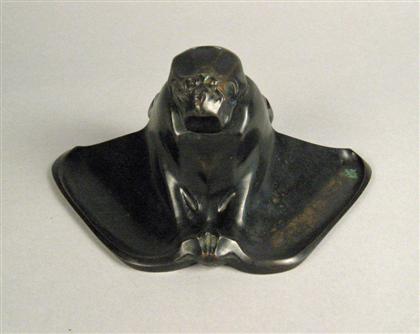 Appraisal: Art Nouveau bronze inkwell early th century Bronze dark brown