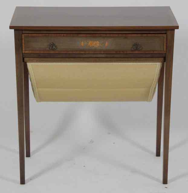 Appraisal: An Edwardian mahogany work table the rectangular top with oval