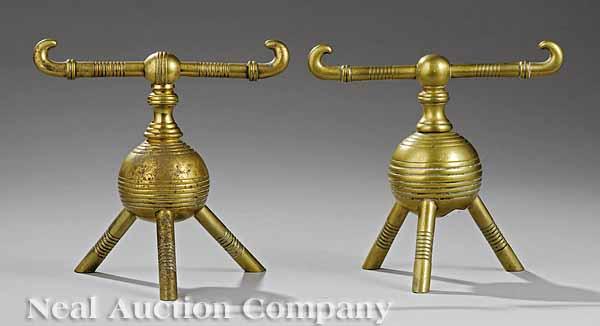 Appraisal: A Near Pair of English Arts and Crafts Brass Fire