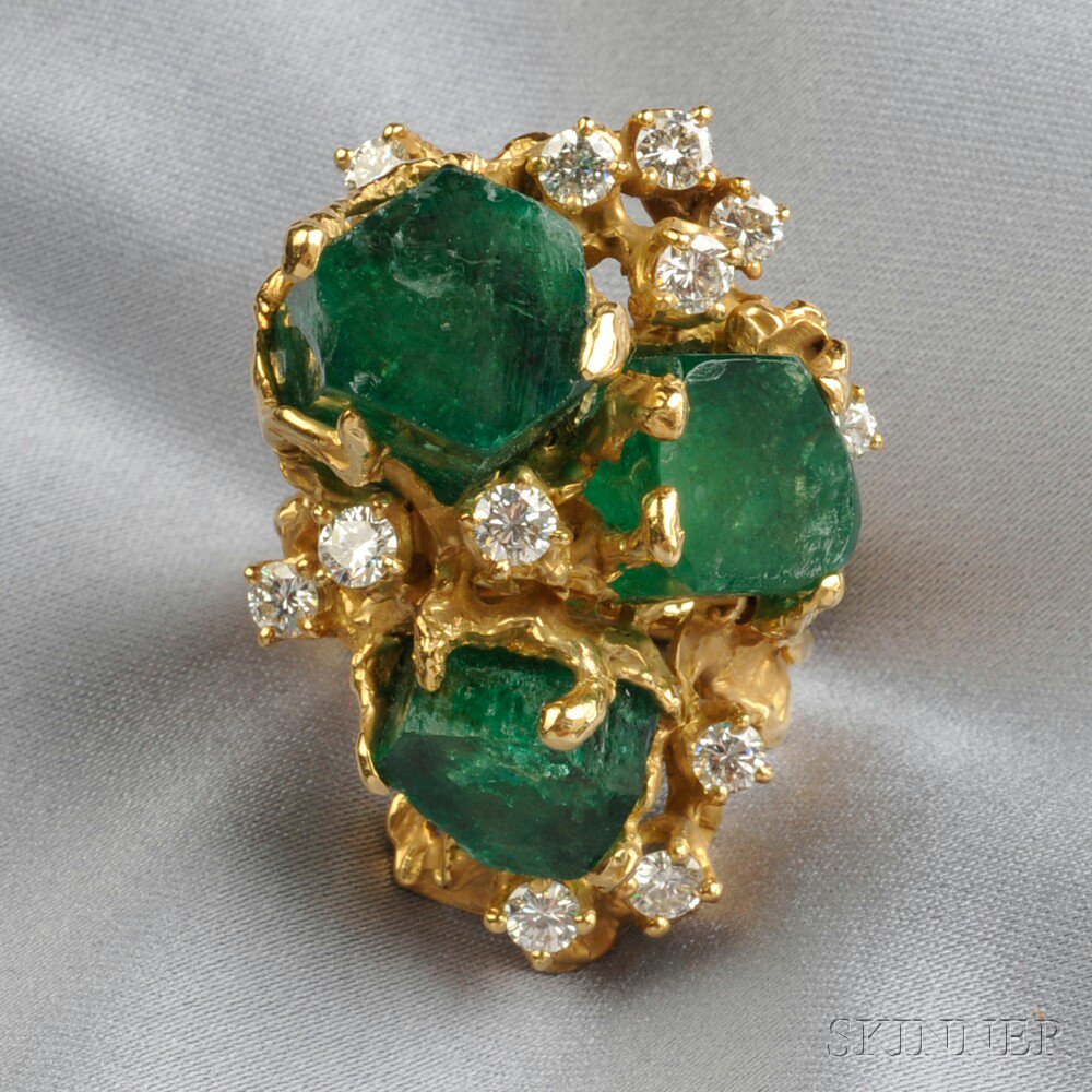 Appraisal: kt Gold and Emerald Crystal Ring Arthur King the large