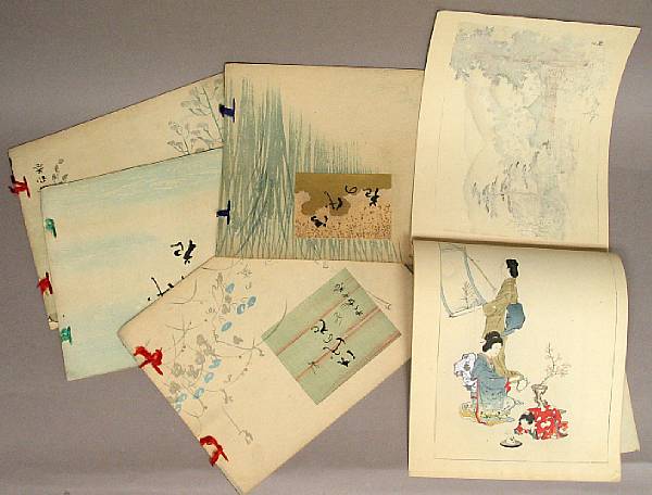 Appraisal: A group of five woodblock printed volumes Entitled Miyo no