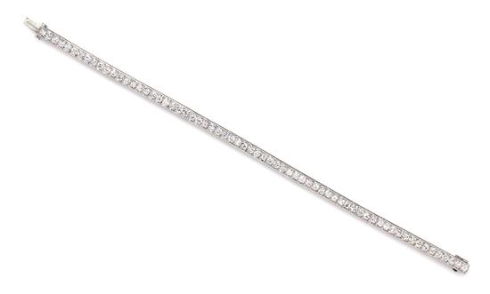 Appraisal: Sale Lot A Platinum and Diamond Line Bracelet containing round