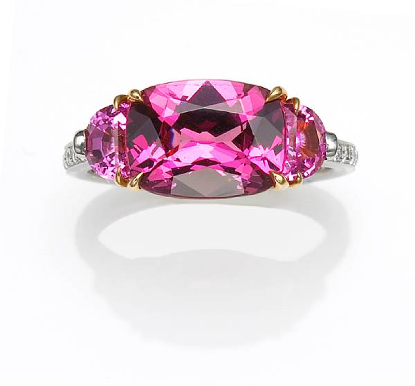 Appraisal: A garnet pink sapphire and diamond ring Paolo Costagli estimated