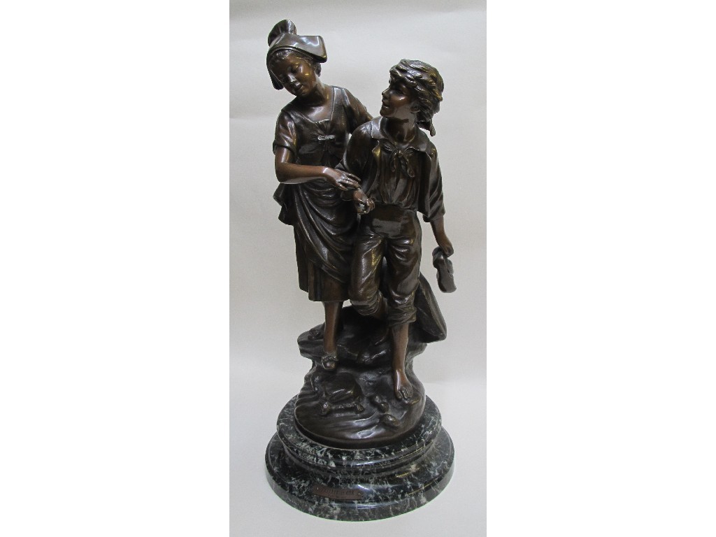 Appraisal: A French bronze figure group 'Passage du Gue' modelled as