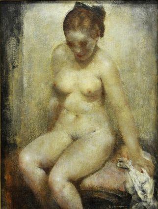 Appraisal: GRIGORY GLUCKMAN - SEATED NUDE Oil on panel signed lower