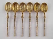 Appraisal: A set of six silver gilt coronation anointing spoon style