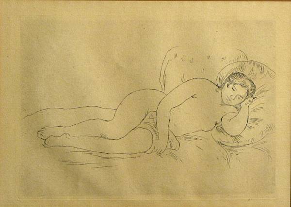 Appraisal: Pierre-Auguste Renoir French - Femme nue couch e Tourn e