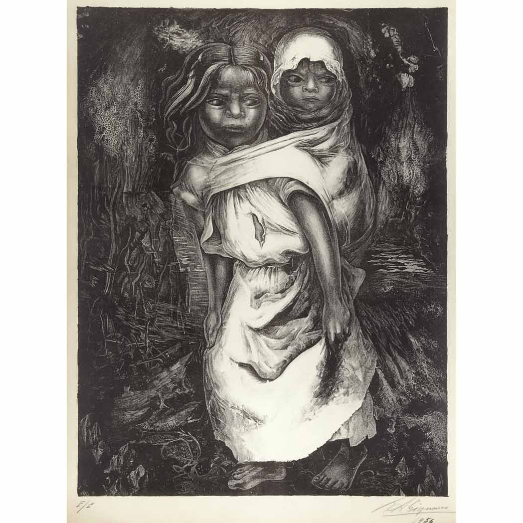 Appraisal: David Siqueiros - MADRE NINA Lithograph signed dated and inscribed