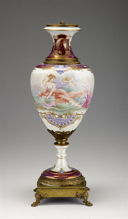 Appraisal: Large Sevres style iridescent gilt and gilt bronze mounted vase