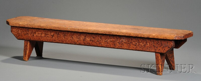 Appraisal: Grain-painted Pine Footstool America early th century long rectangular footstool