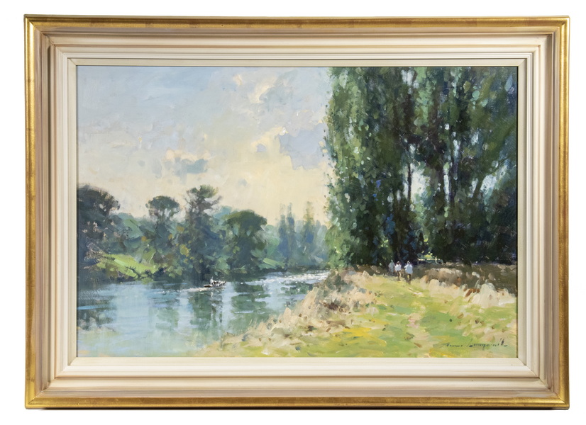 Appraisal: JAMES LONGUEVILLE UK - Summer River Eccleston oil on hardboard