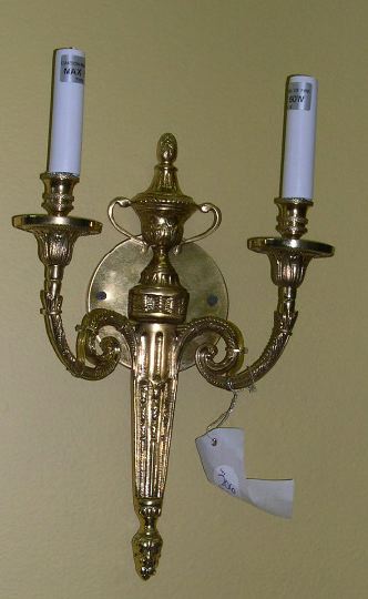 Appraisal: Pair of French Gilt-Brass Two-Light Quiver and Vase Appliques in