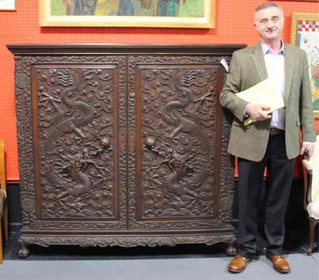 Appraisal: Heavily Carved Chinese Two Door Cabinet From a Pelham NY