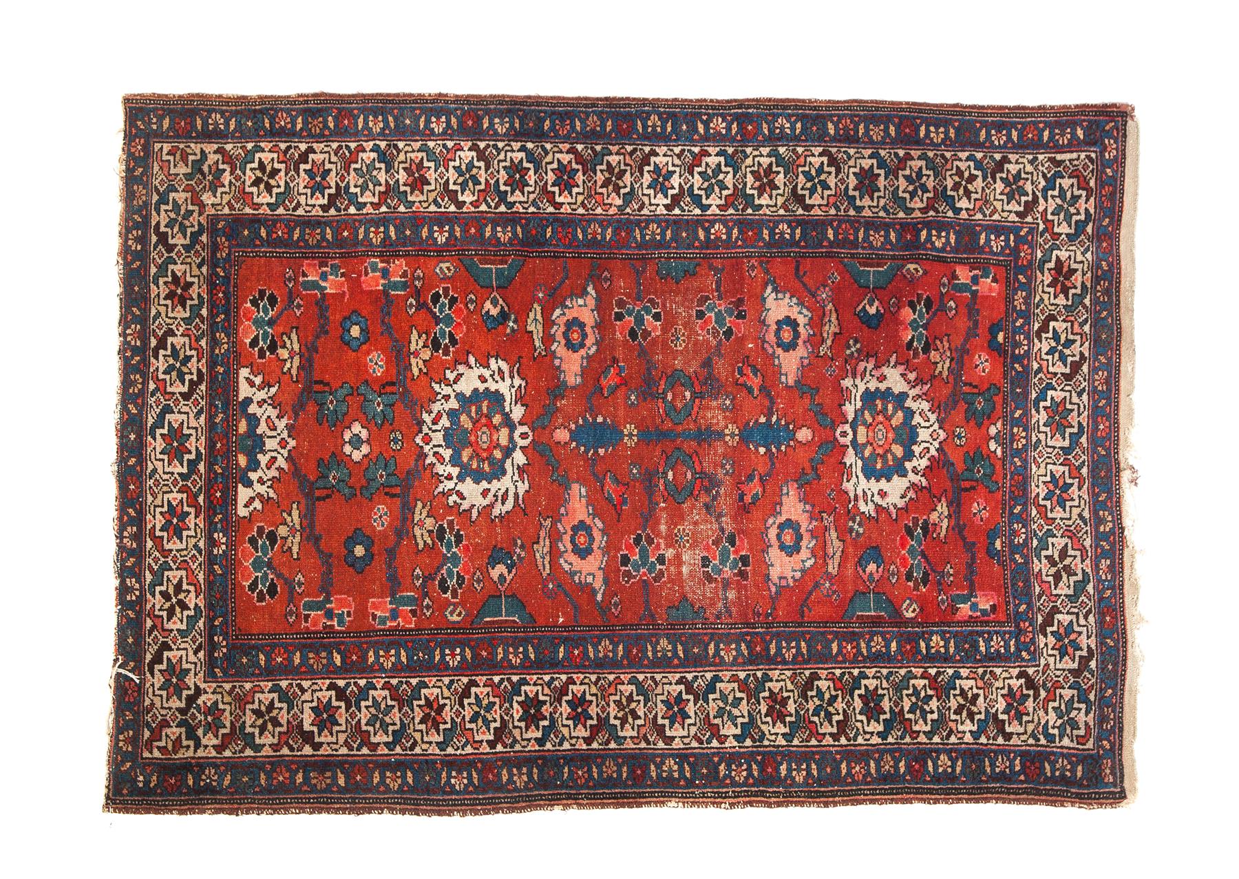 Appraisal: ORIENTAL RUG Mid th century Floral Hamadan Red with white