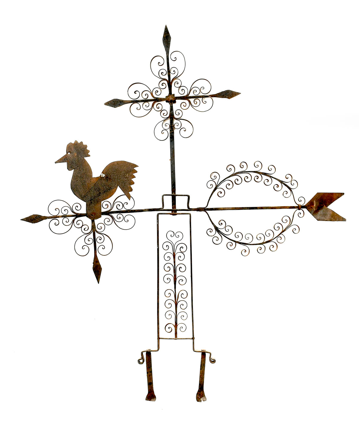 Appraisal: FOLK ART WEATHERVANE Hand crafted Wrought iron Weathervane having an