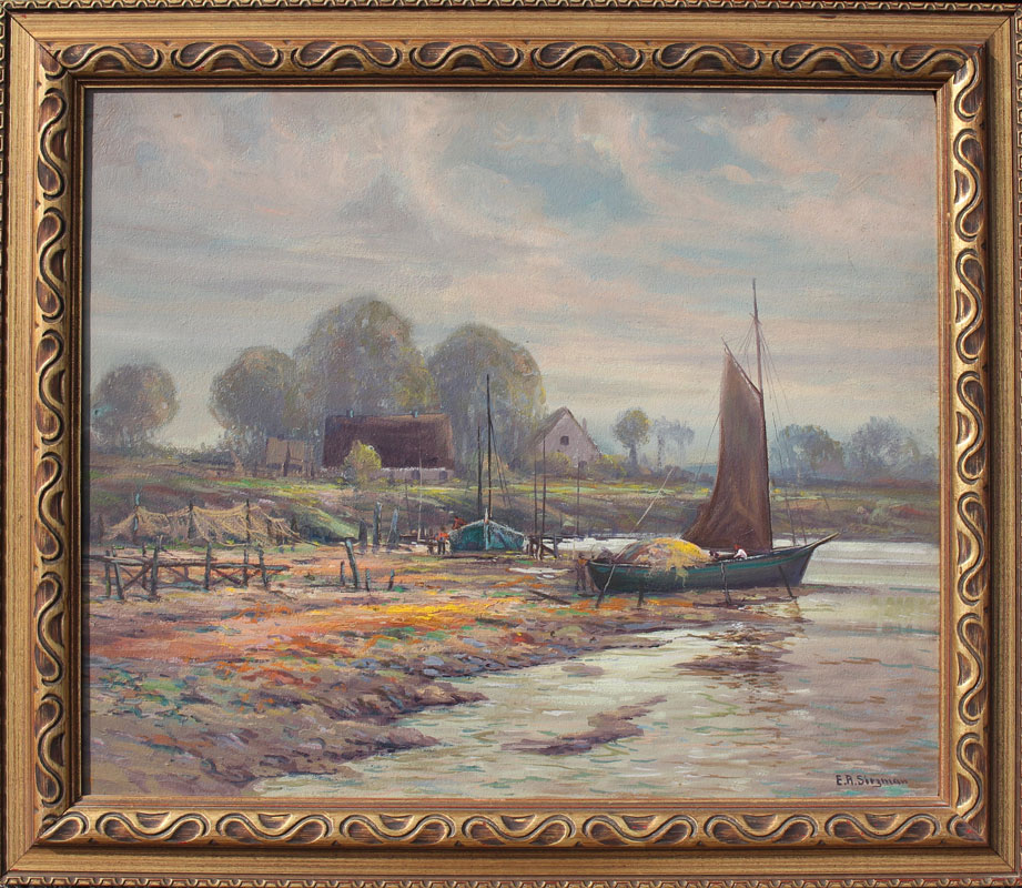 Appraisal: SITZMAN Edward American - Two-sided painting Front Side Depicts River