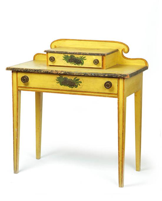 Appraisal: DECORATED DRESSING TABLE New England - pine Tiered top with